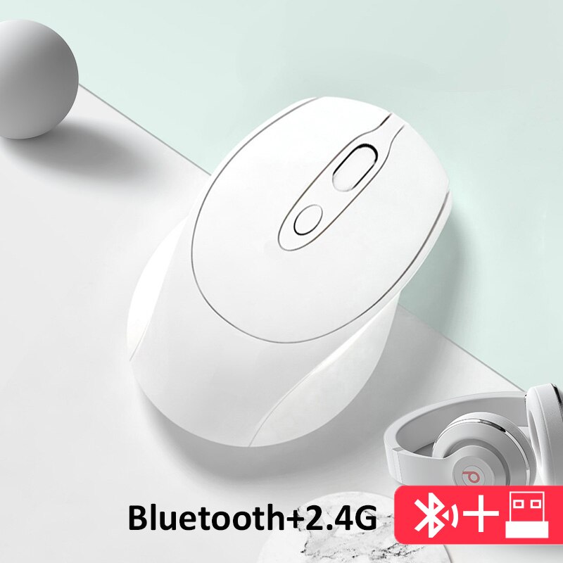 Trådløs mus genopladelig bluetooth mus støjfri mus wifi mus usb mus ergonomisk mus til pc desktop laptop tilbehør: Bluetooth hvid