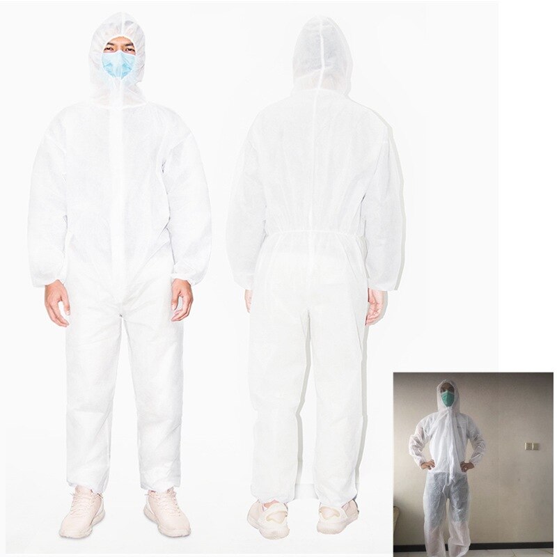 Waterproof One Time Disposable PP Oil-Resistant Protective Coverall for Spary Painting Decorating Clothes Overall Suit Workwear: White 50g