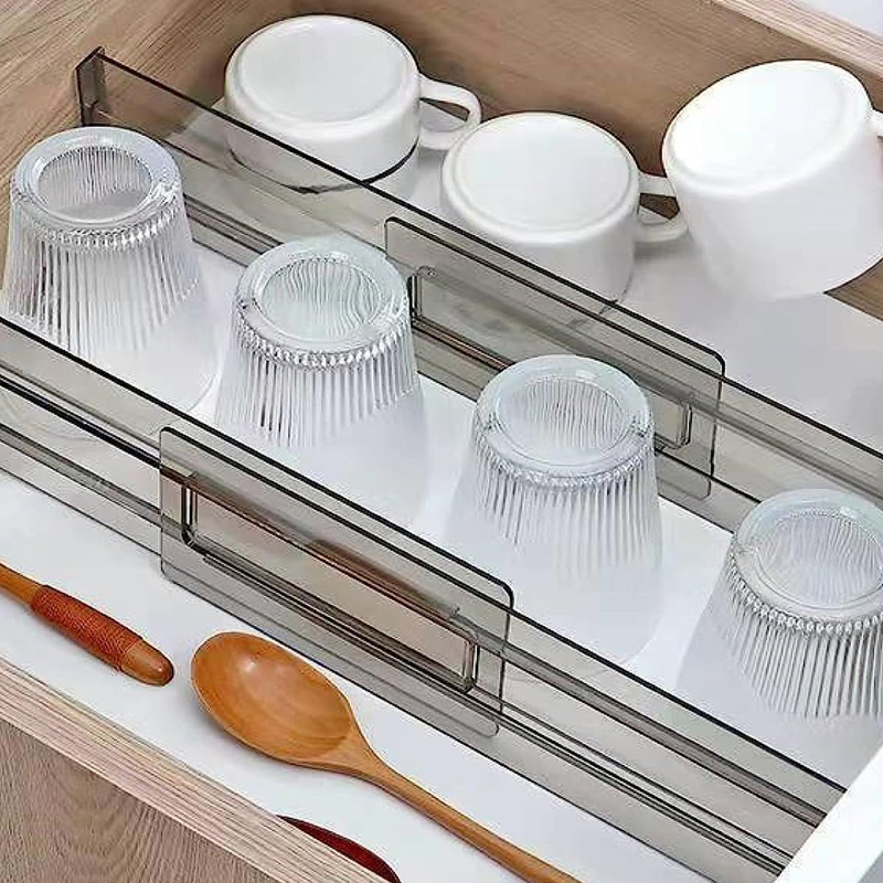 4//10Stck transparenter schwarzer Schubladen teiler, Kunststoff transparent schwarz verstellbarer Schubladen teiler