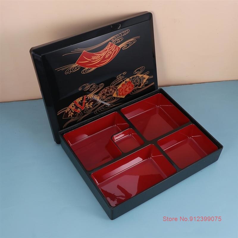 Japanese Candy Snacks Box Bento Lunch Box Containers With 5 Compartments Plastic Storage Containers Square Sushi Meal Prep Box