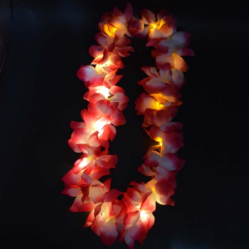 DE BODA carnaval LED Hawaiano LEI HULA luz flor collar guirnalda de de disfraces mucho