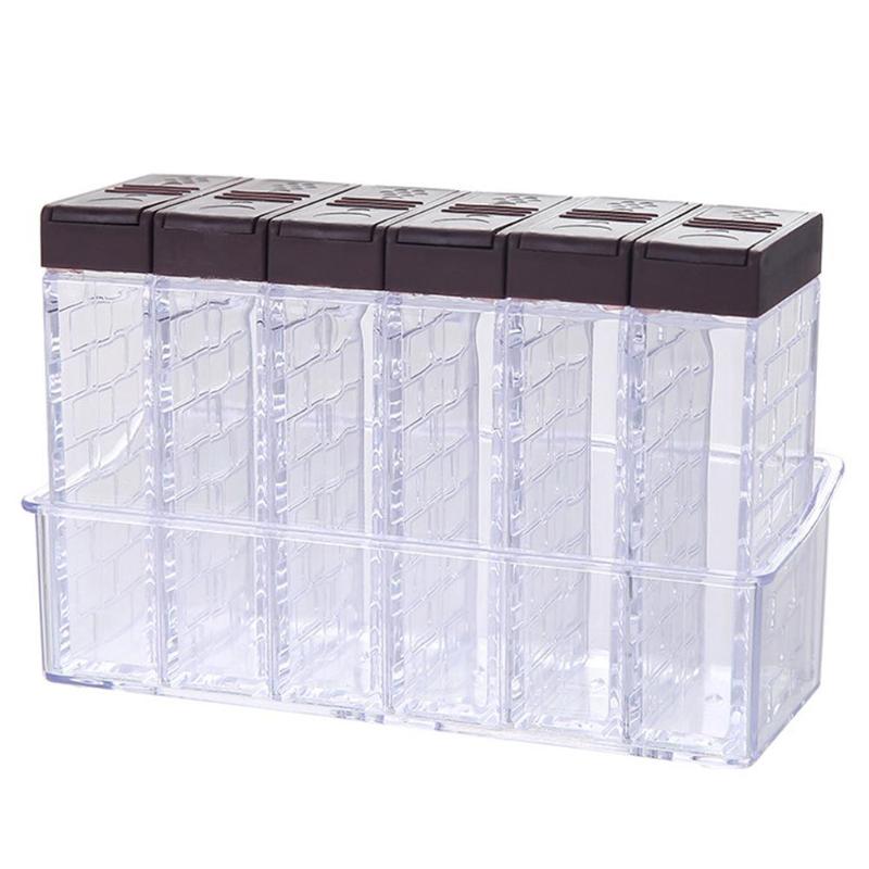 6pcs Kitchen Spice Jar Seasoning Box Kitchen Spice Storage Bottle Jars Transparent Salt And Pepper Cumin Powder Spice Tools: B