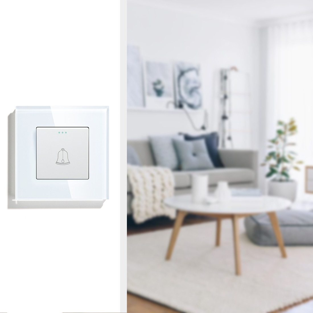 Bseed Eu Standaard Mechanische Knop Schakelaar Deurbel Schakelaar Gehard Galsframe Drukschakelaar Voor Huis Hotel