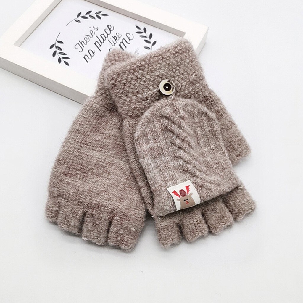 Children gloves For Kids Winter Warm Knitted gloves Convertible Flip Top Fingerless Mittens Gloves baby accesorios guantes