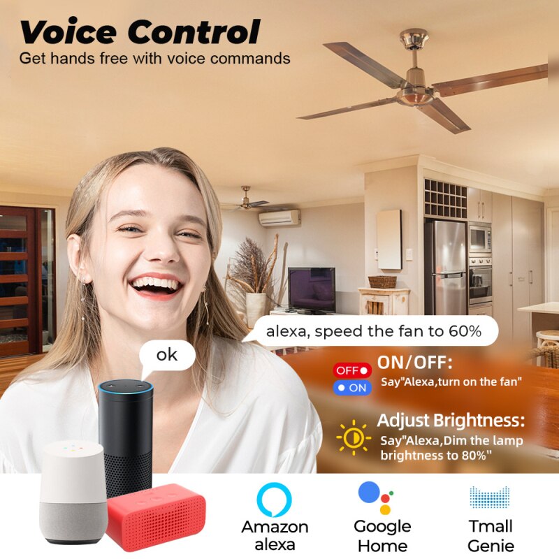 Tuya Wifi Smart Fan Speed Switch Ceiling Fan Controller DIY Fan Switch Smart Life Remote Control Work with Alexa Google Home