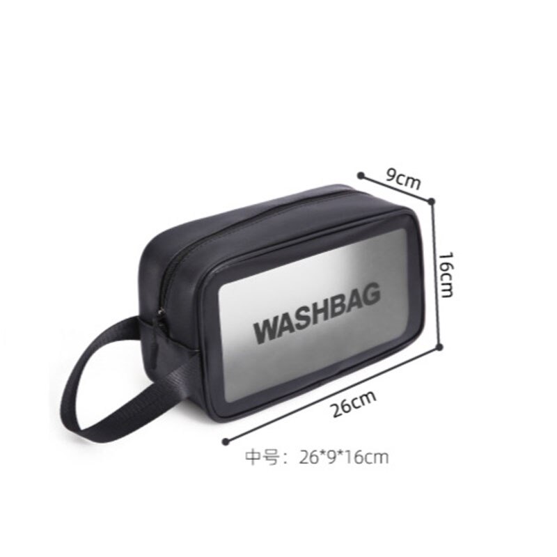 1Pctransparent Dubbele Laag Reizen Cosmetische Zak Jelly Kleur Grote Capaciteit Cosmetische Case Mode Vrouw Wash Organizer Make Tas: small black