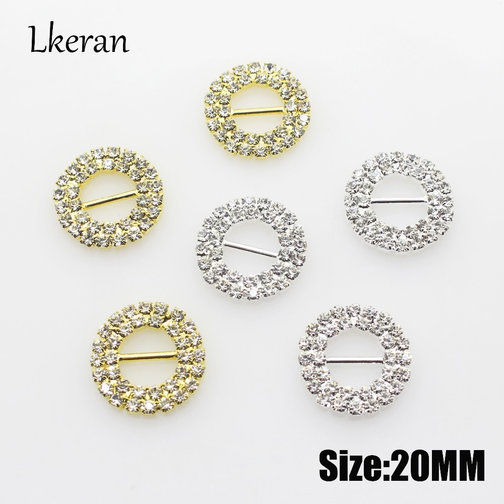 Boucles rondes en strass avec glissière en cristal, 10 pièces 20mm, Mini-rangée de strass (Pole10mm), bricolage manuel, accessoires de ruban de cheveux