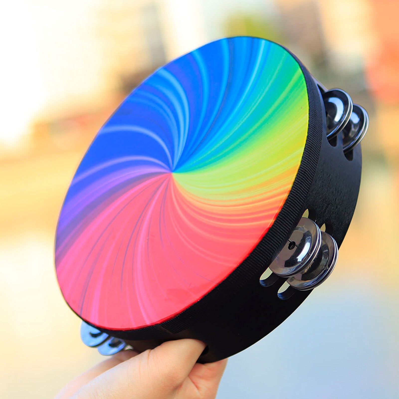 8" Tambourine with Double Row Jingles Music Learning Instuments Home Party Play Toys