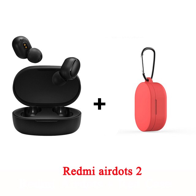 Originale auricolari di trasporto-libero Xiaomi Redmi Airdots 2 senza fili di bluetooth 5.0 auricolari AI controllo Xiaomi Redmi Airdots 2: with red case