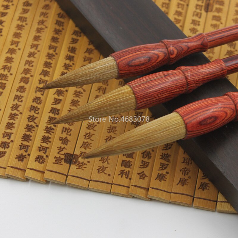 3 piezas de pelo de comadreja pura escritura china pluma de caligrafía conjunto de pinceles de escritura Regular medio bursh para arte dibujo pintura suministros