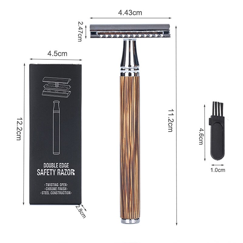 Eco Friendly Men Shaving Razor Classic Bamboo Handle Double Edge Safety Razor For Mens ShavingHair Removal 10 Shaving Blades