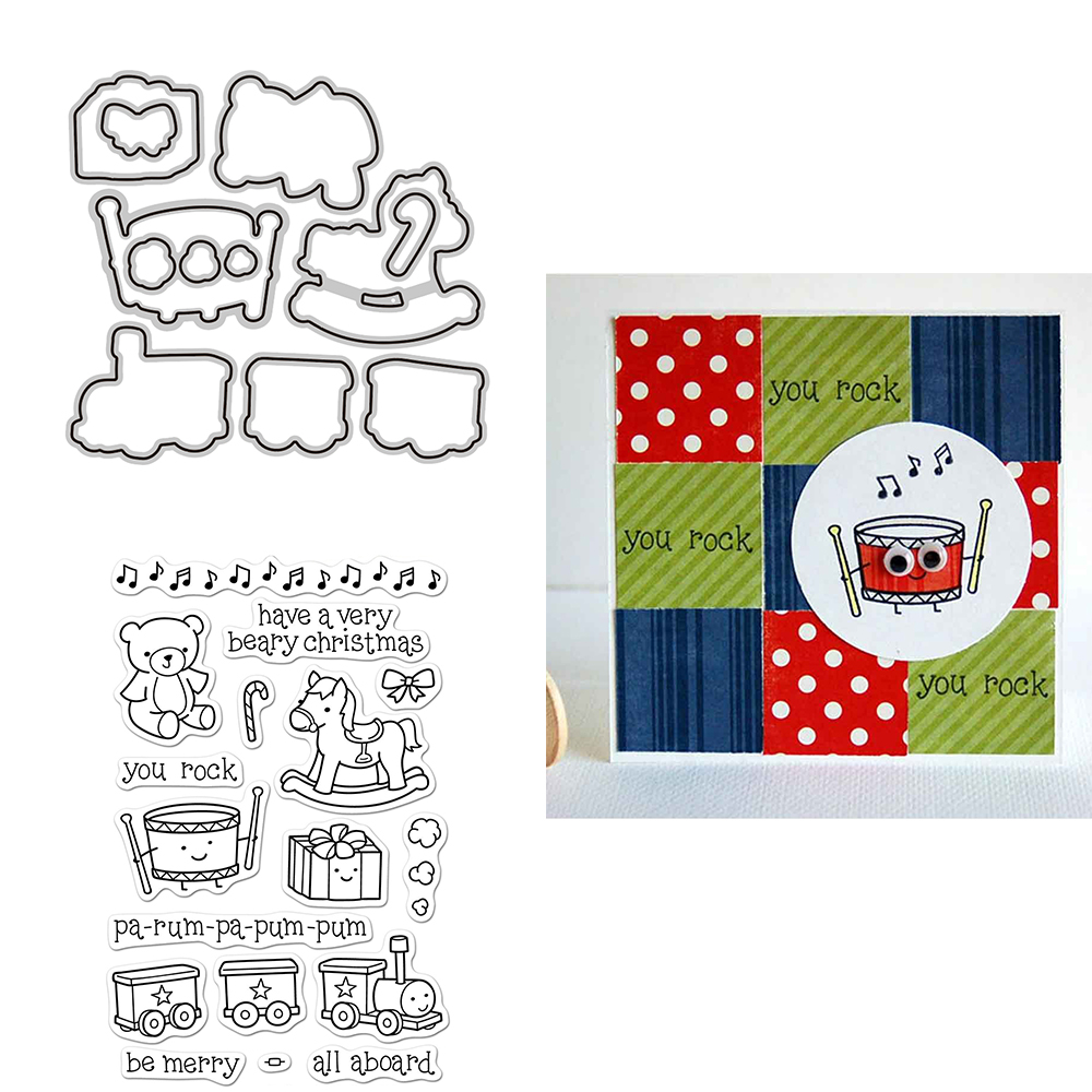 Critter Border Diglogue Cutting Dies Clear Stamps Happy Birthday Sentiments for DIY Scrapbooking Paper Cards Craft: S / DARK GRAY