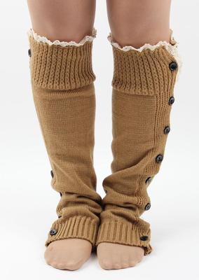 Dentelle bouton bas jambe plus Ballet danse échauffement tricoté butin guêtres bottes manchettes Stockin chaussettes bottes couvre jambe Protection orthèse