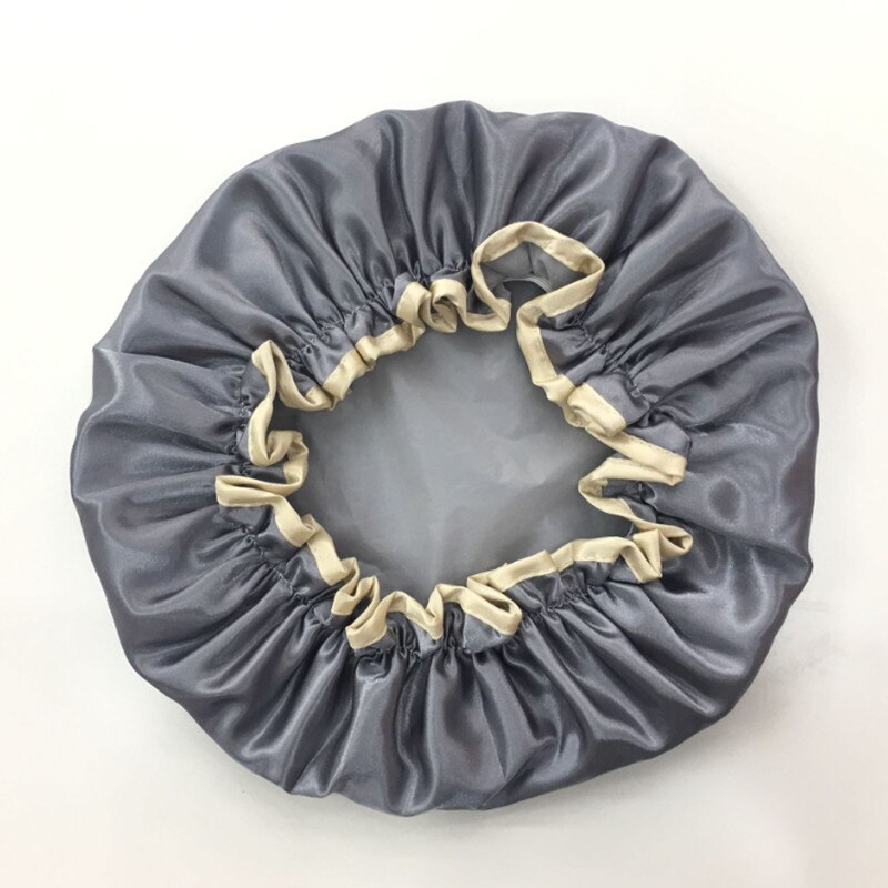Resuable Lace Elastische Band Bad Haar Caps Waterdichte Douche Cap Hoed Bad Douche Bouffant Cap Voor Vrouwen Dubbele Gelaagde Douche hoed: dark gray