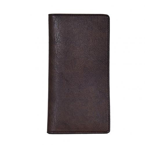 Effen Kleur Mode Mannen Multi-Slot Faux Leather Bifold Clutch Purse Lange Wallet: Dark Brown