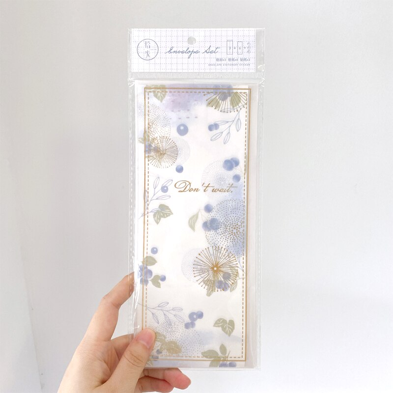 12pack Hyuna Little Flower Series Sulfuric Acid Paper Letterhead Pure Heart Dream Art Illustration 3 Envelope 6 Letter Paper set: Blueberry