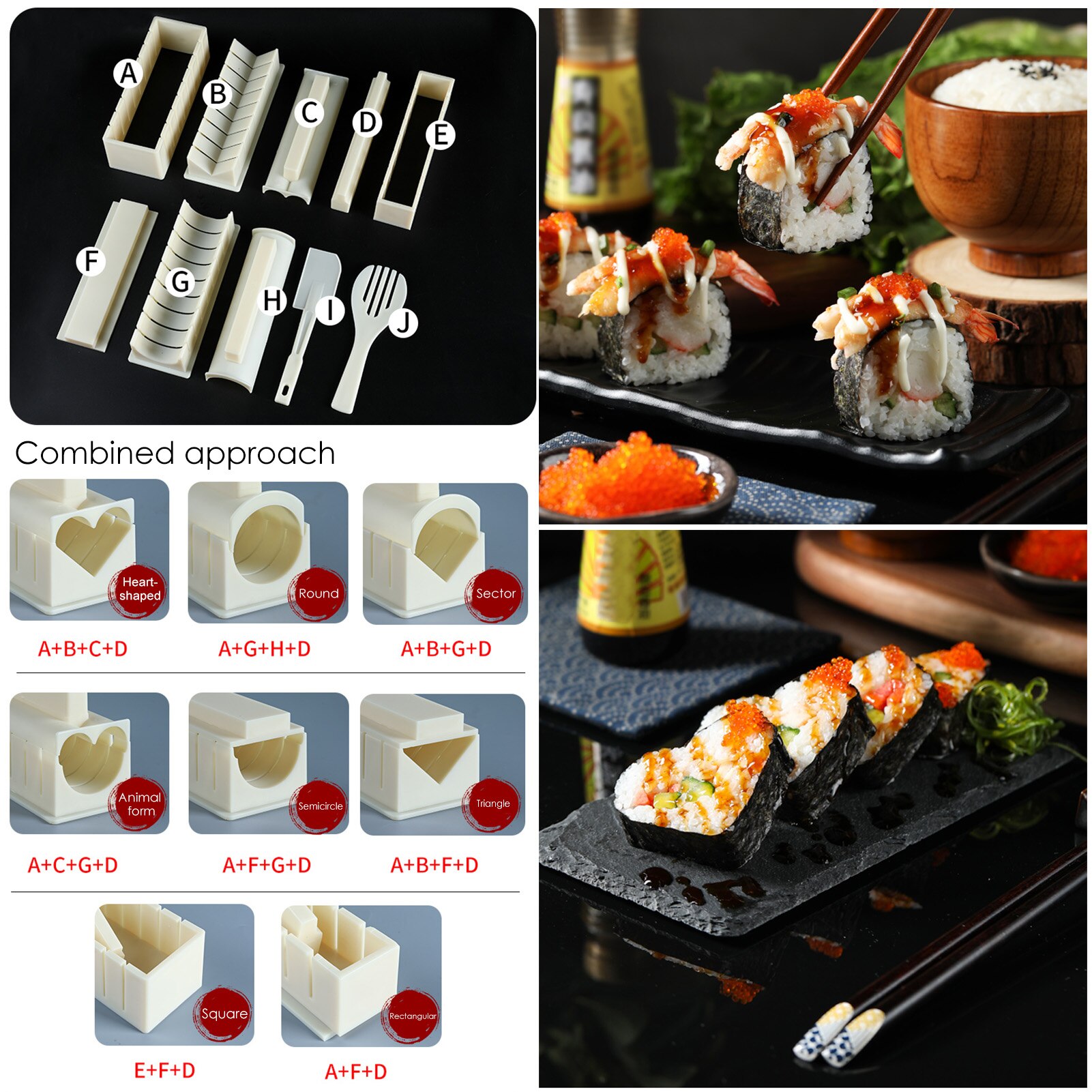 Kit de préparation de sushi, tambour de riz, moule de sushi simple, cuisine de chef japonais, outils de cuisson de sushi 13 pièces