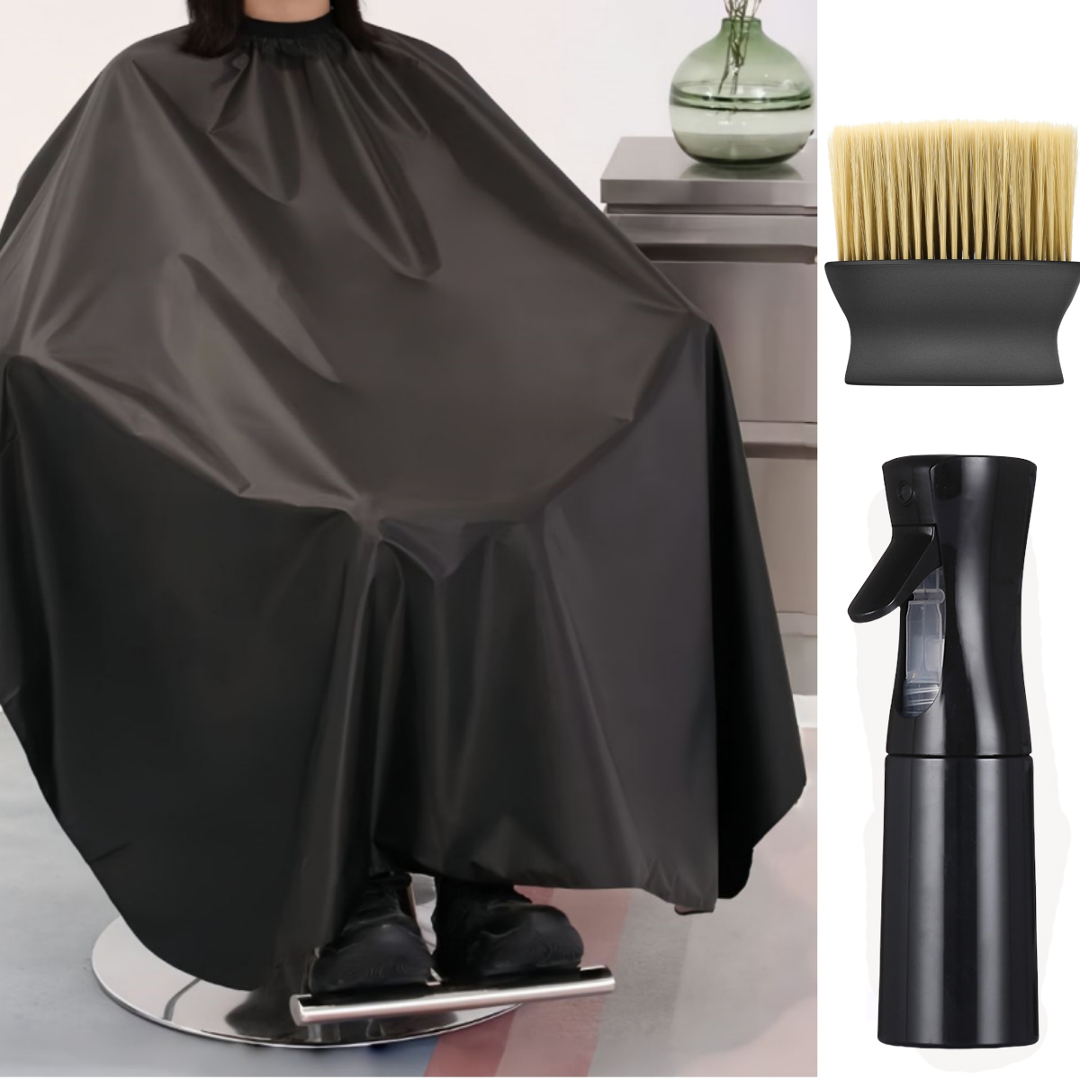 Capa de peluquero de salón negra para hombres y mujeres, capa de corte de pelo, capa de peluquería, delantal de corte de pelo, champú para el cabello, herramientas de tinte, accesorios: marrón