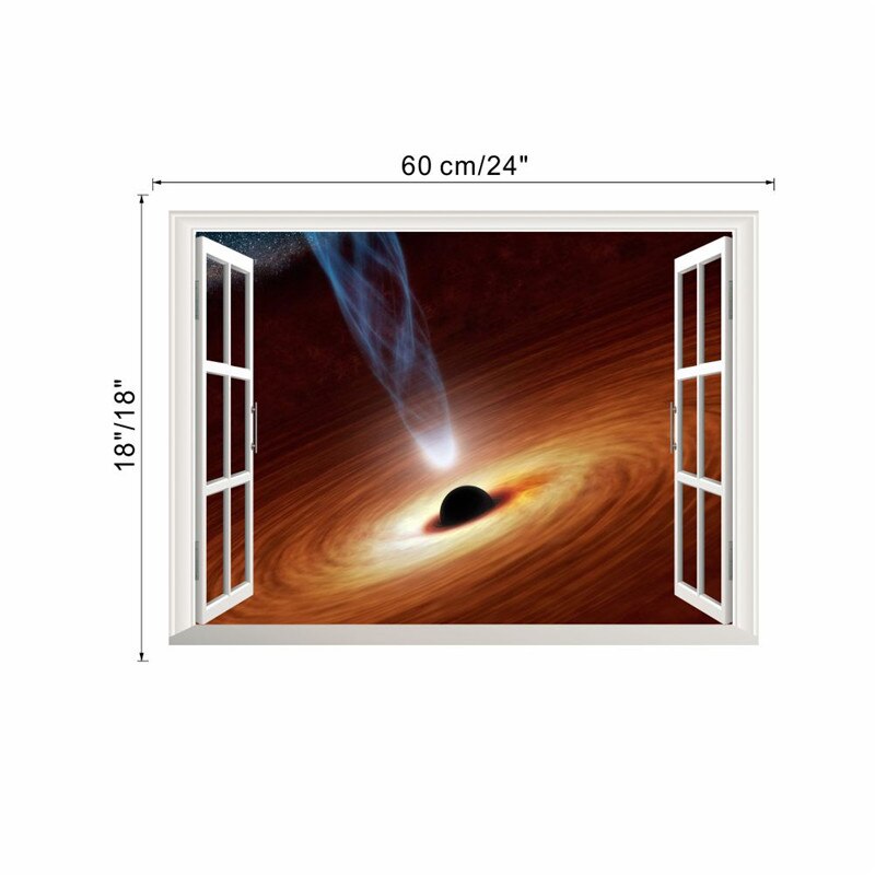 3d Window Outspace Wall Decal Wall Sticker Space Planet Boy Room Black Hole Home Decor Art Poster: 14256