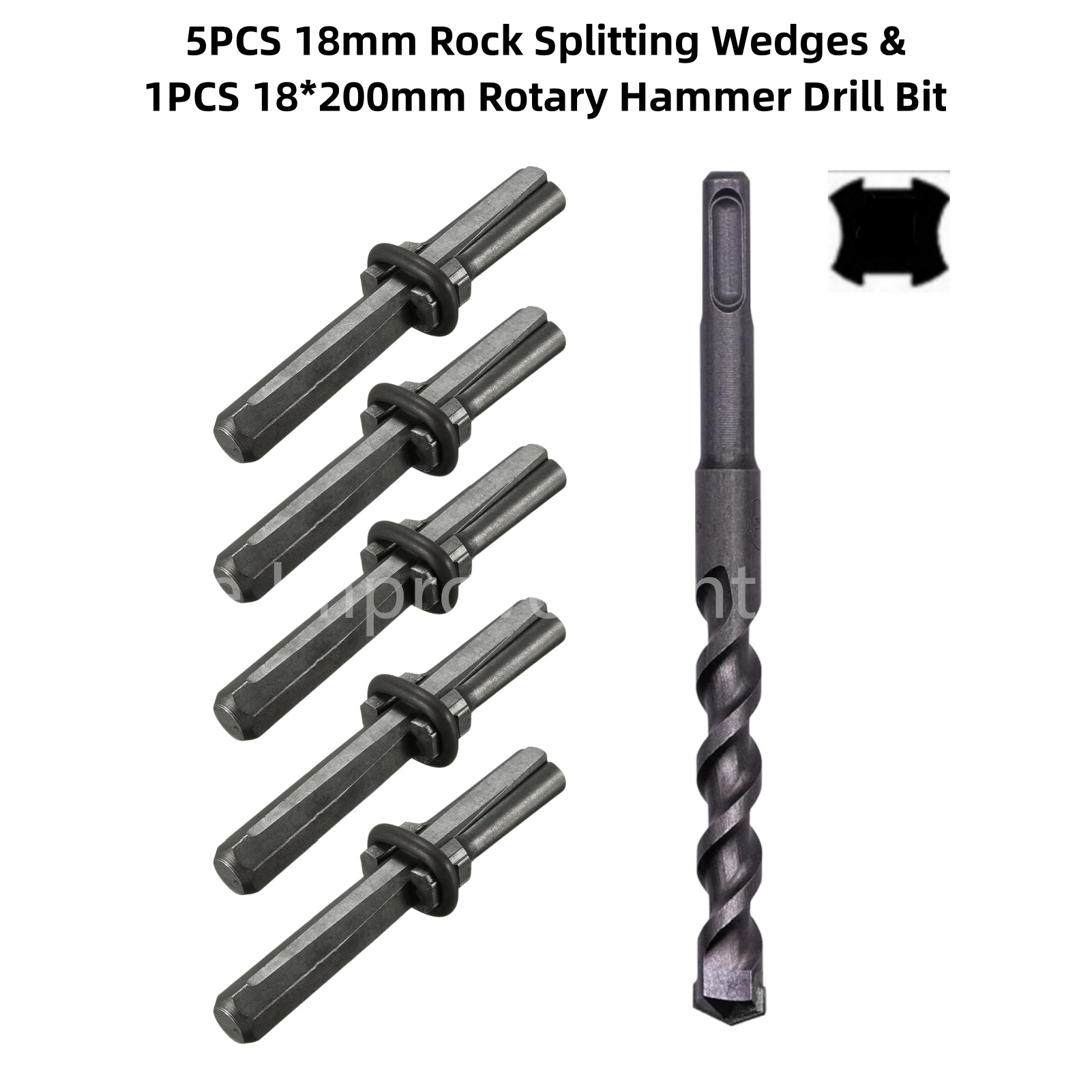 5+1PCS Rock Splitting Wedges and Rotary Hammer Drill Bit Wedge and Feather Shims Stone Splitter Tools for Granites Concretes: Green, Purple