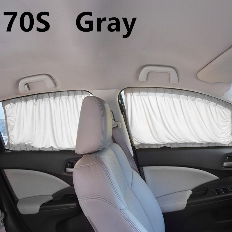 A2pcs/set Aluminum Alloy Elastic Car Side Window Sunshade Curtains Auto Windows Curtain Sun Visor Blinds Cover car-styling S,M,L: Gray 70S