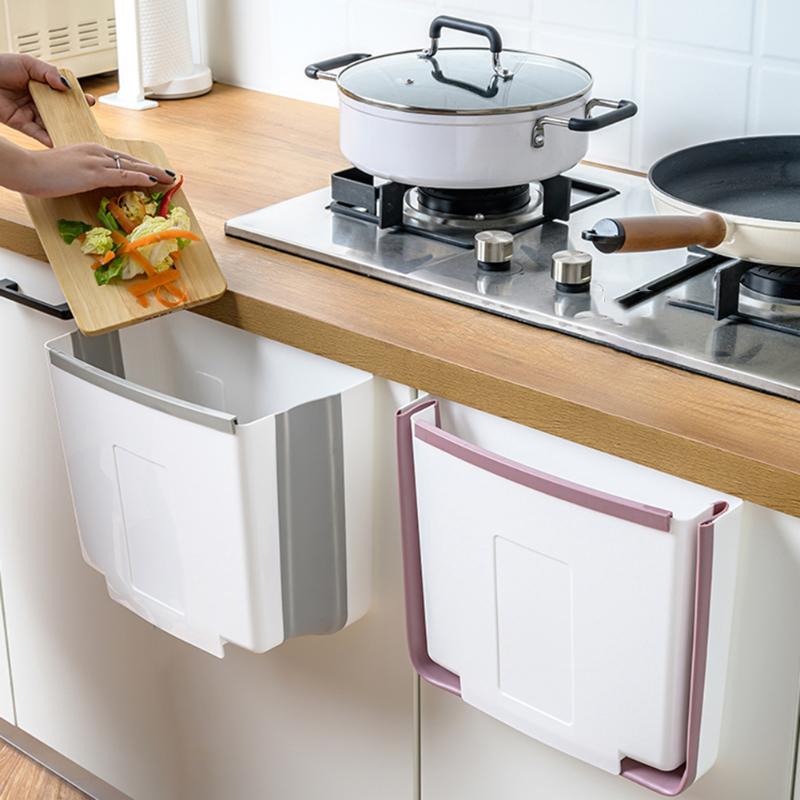 Folding Dustbin Kitchen Cabinet Door Hanging Dustbin Toilet Toilet Garbage Collection Hanging in Kitchen Door Cabinet Door