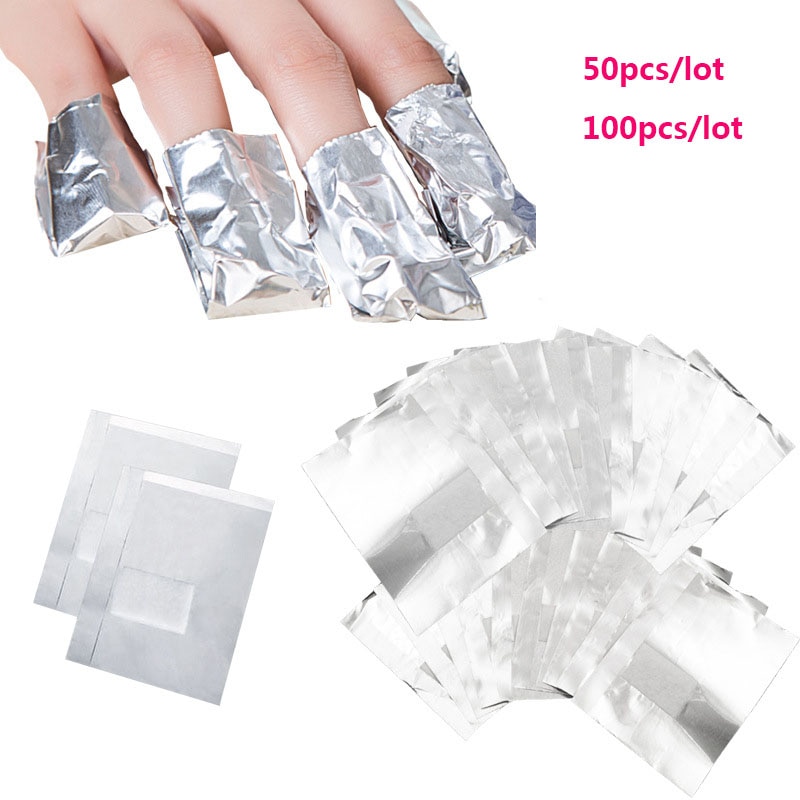 50 Stuks Of 100 Stuks Aluminium Foil Nail Art Losweken Acryl Gel Polish Nagel Verwijderen Wraps Remover Make-Up Tool