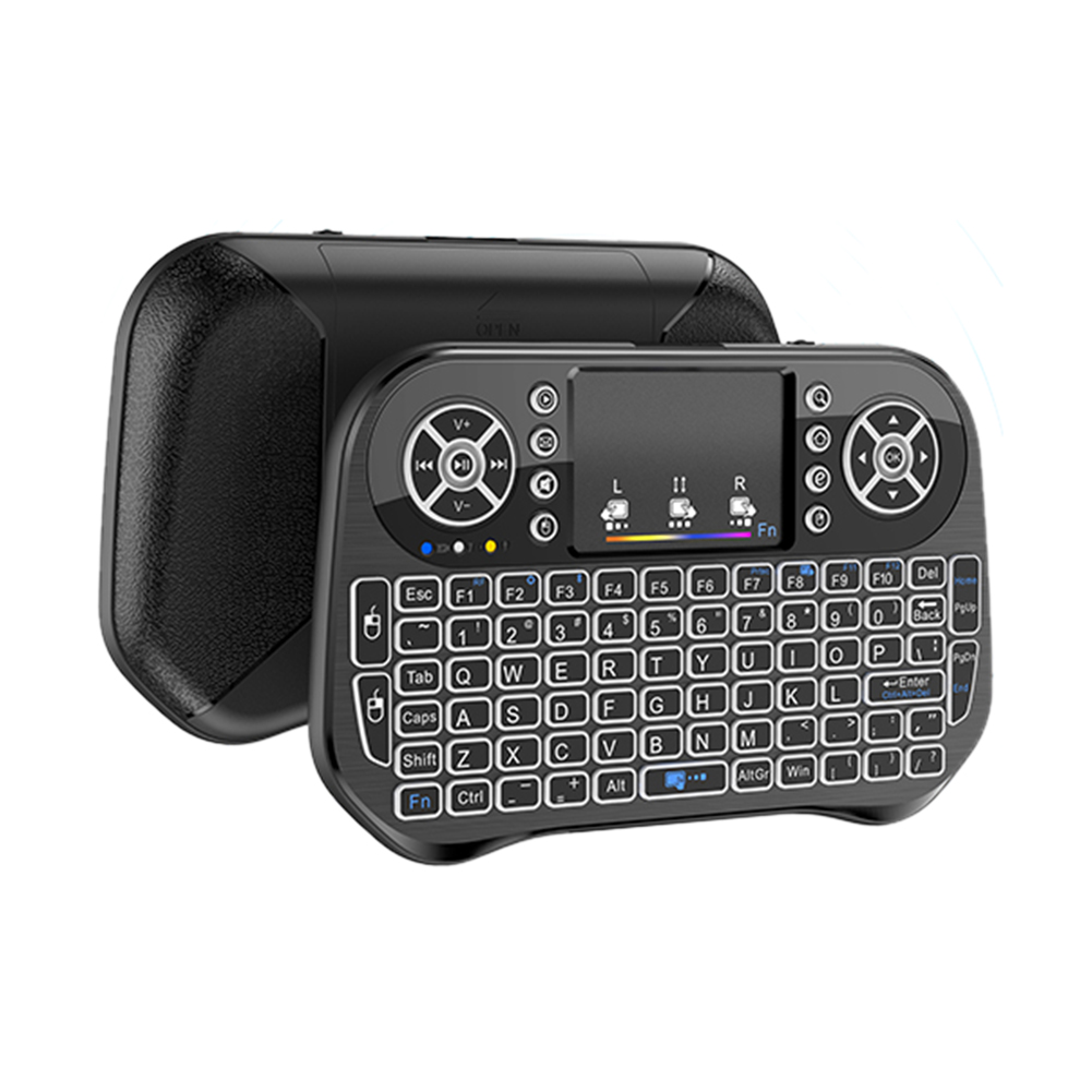 I10 flygande mus med pekplatta, 7 färger, bakgrundsbelyst, 2.4g mini trådlösa tangentbord, uppladdningsbart, bluetooth-kompatibelt för android/windows/mac os