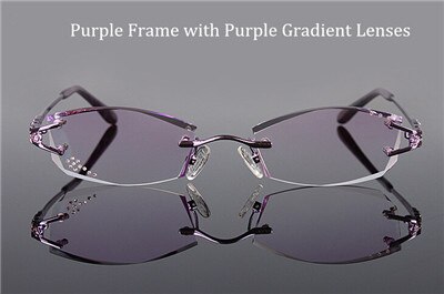 Chashma merkevare briller diamant trimmet kantløse briller titan fasjonable dame briller brillerrammer kvinner: Lilla
