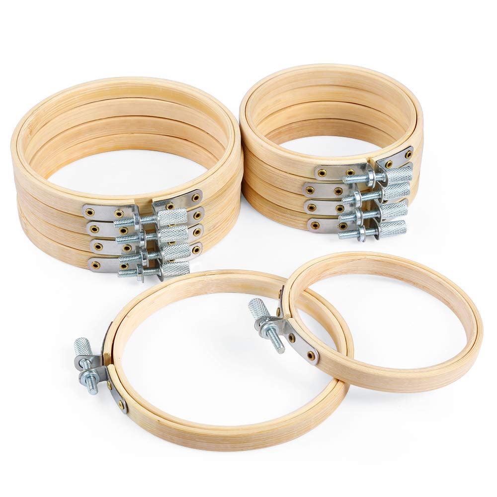 Abkm 10 pieinch og 4 inch artembroidery bøjler bambus cirkel korssting hoop ring til julepynt håndværk hance 3
