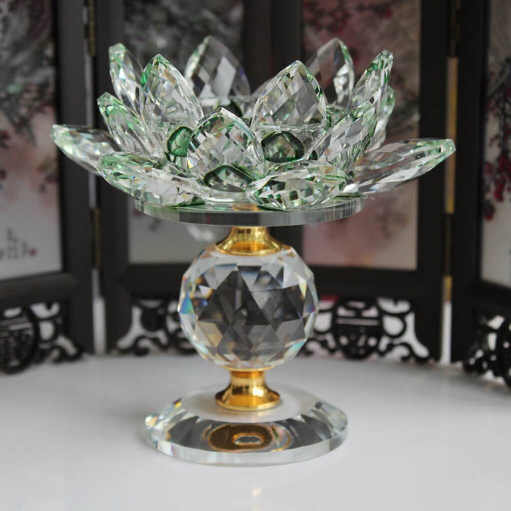 Krystal lotus blomst lysestage fyrfadslys hjem bordplade feng shui dekoration ornamenter