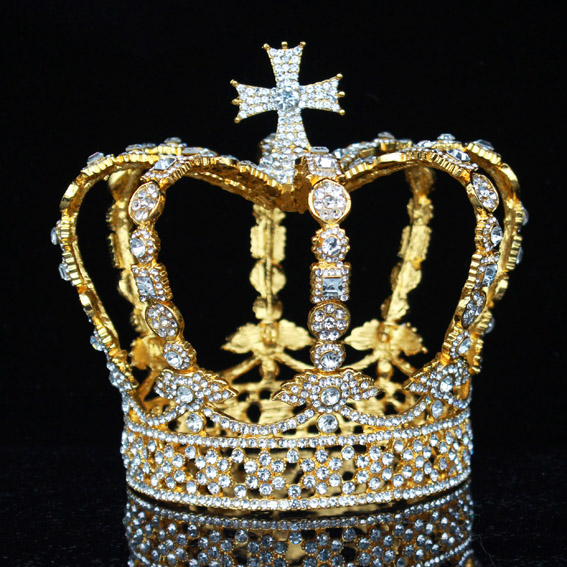 Crystal Vintage Royal Queen Koning Tiaras en Kronen Mannen/Vrouwen Pageant Prom Diadeem Haar Sieraden Bruiloft Haar Sieraden Accessoires: Gold Tiara Crown