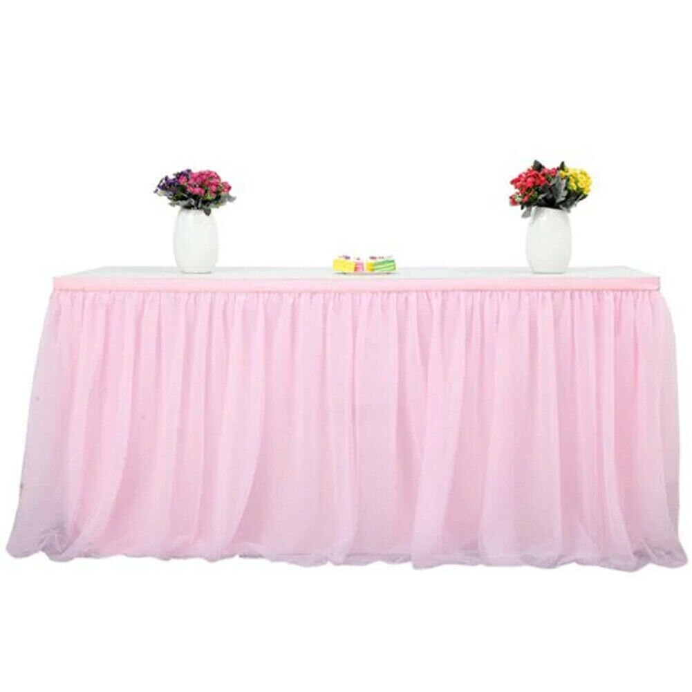 Multi colores tabla falda tutú tul mantel boda Mesa Decoración: Rosa