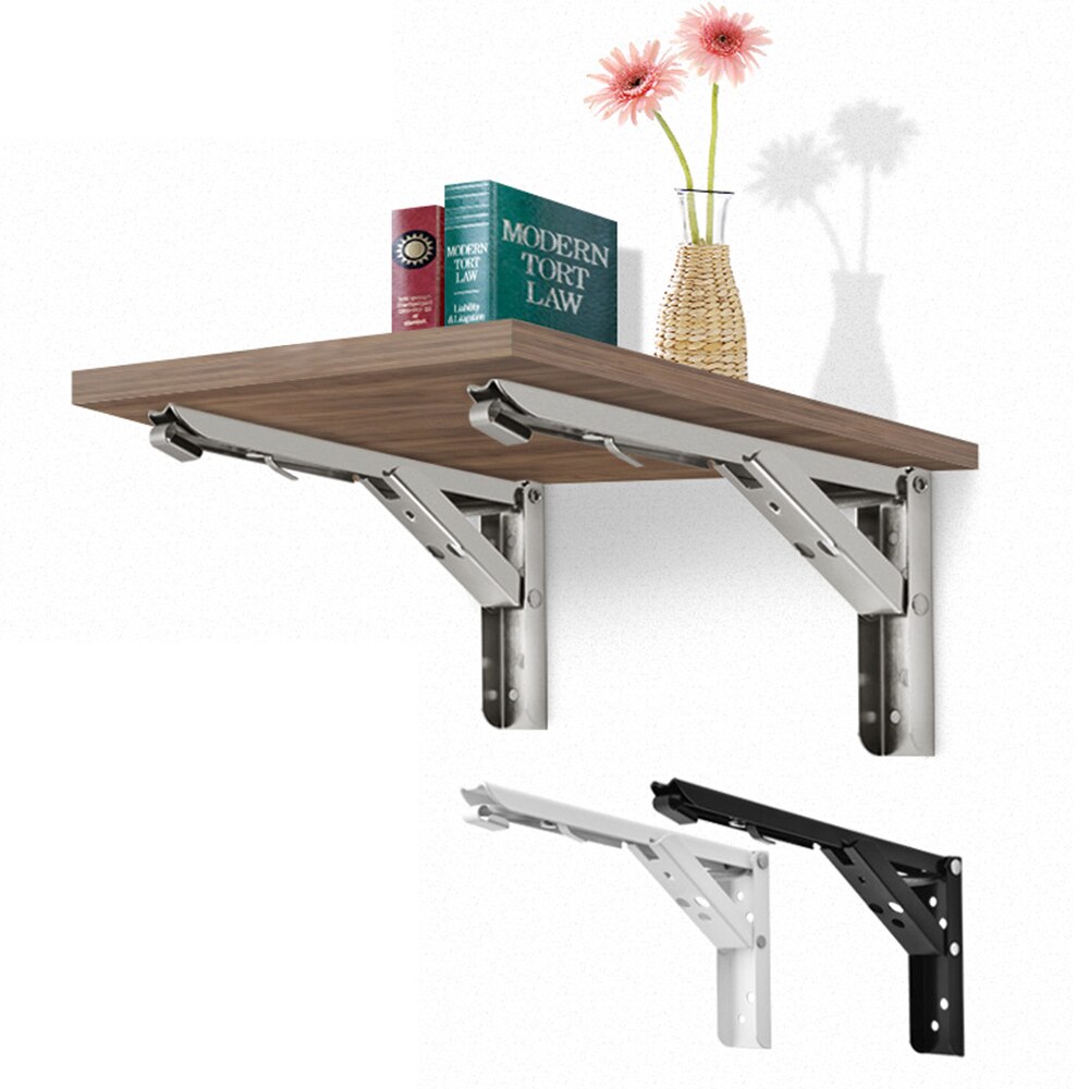 Triangle Table Shelf Bracket Heavy Support 2pcs Wall Mounted Stainless Steel Folding Angle Bracket 8-12 Inch