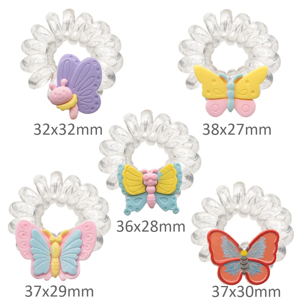 Estrella de mar mariposa transparente elástico pelo Scrunchies teléfono bobina, titular de cola de caballo elástico, cuerda de lazo de pelo para las mujeres, 10Yc12700: 1110913001