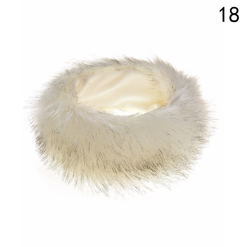 Winter Dikke Harige Haarband Fluffy Faux Fur Vrouwen Meisje Bont Hoofdband Hoed Winter Outdoor Earwarmer Ski Hoeden Sneeuw Cap: 18