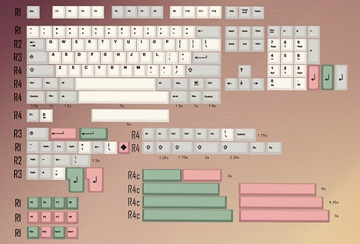 9009 colorway 169 Cherry profile Dye Sub Keycap Set thick PBT plastic keyboard gh60 xd60 xd84 cospad tada68 rs96 zz96 87 104 660