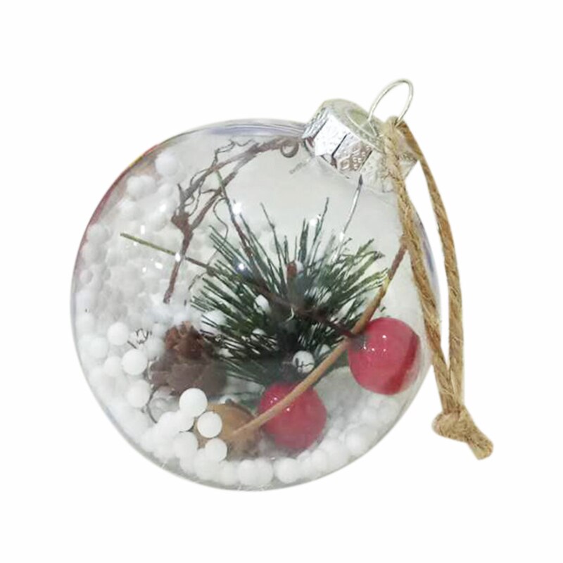4Pcs Christmas Tree Decorations Ball Transparent Open Plastic Clear Ornament Tree Decorations Xmas Supplies Candy Ball