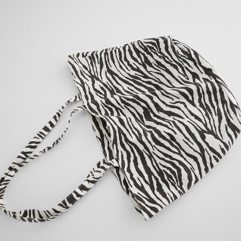 Bolso de mano con estampado de cebra para mujer, bolso bandolera para compras, portátil, de tela