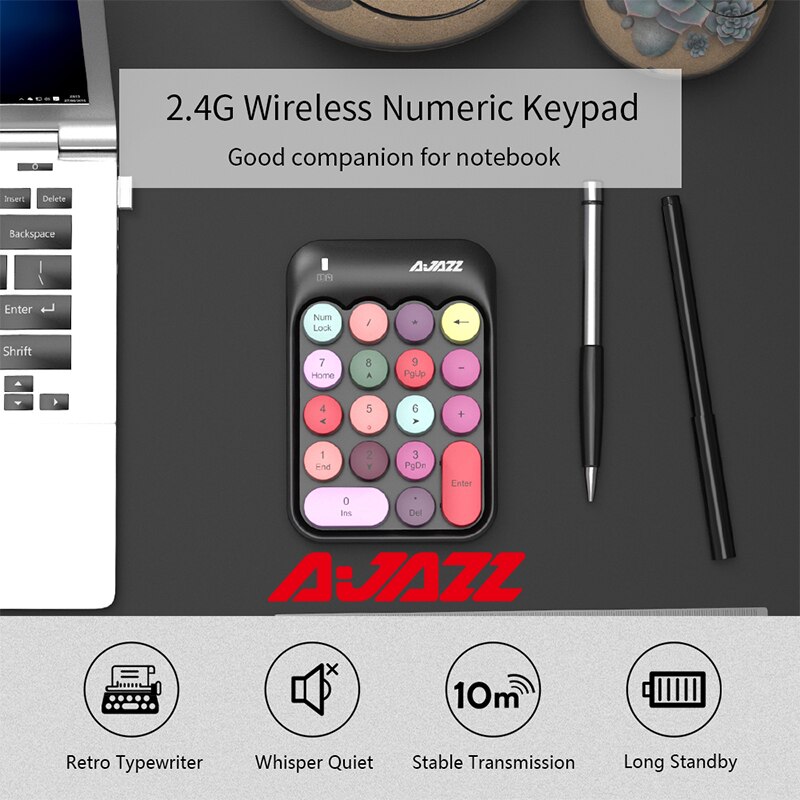 2.4G Wireless Numeric Keypad 18 Keys Computer Digital Portable Mini Keyboard for PC Accounting Teller Laptop Notebook MacBook
