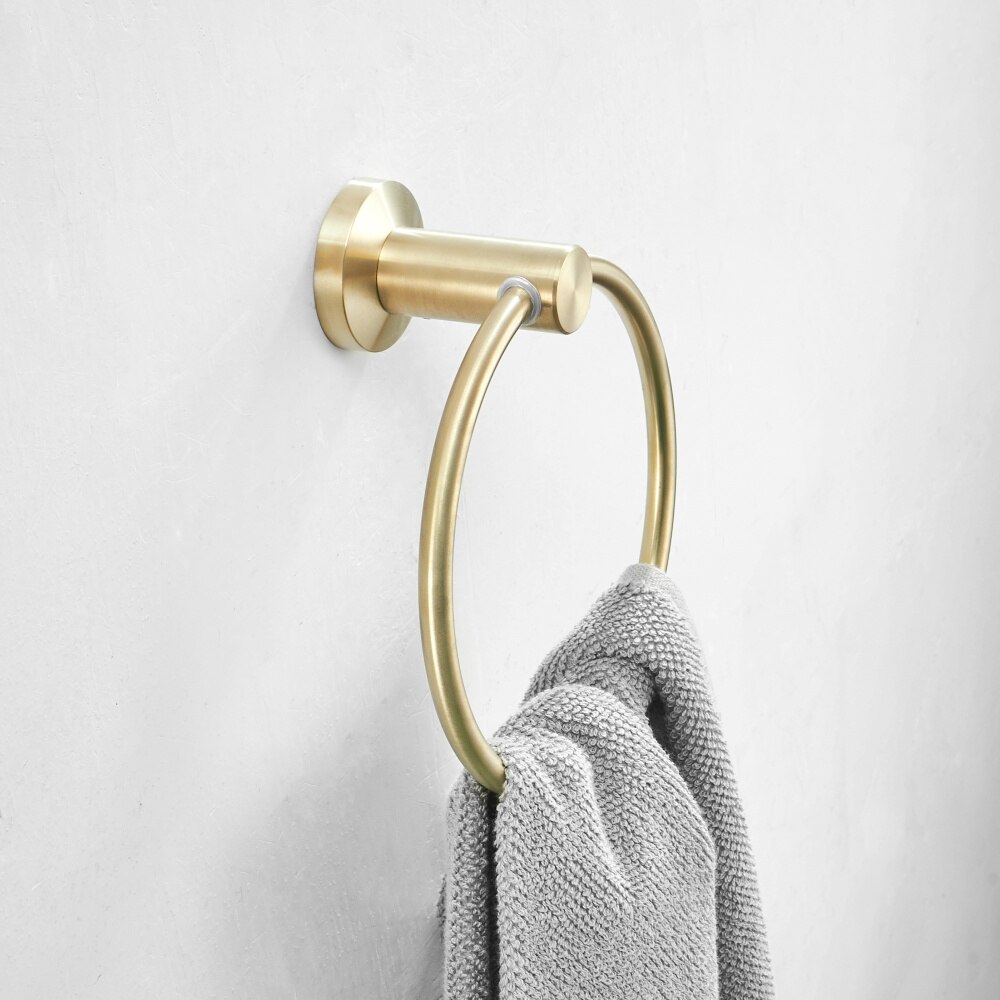 Modern Roung Towel Ring Towel Holder Wall-Mounted Gold Brushed Towel Rack Bathroom Accessories Home Decoration