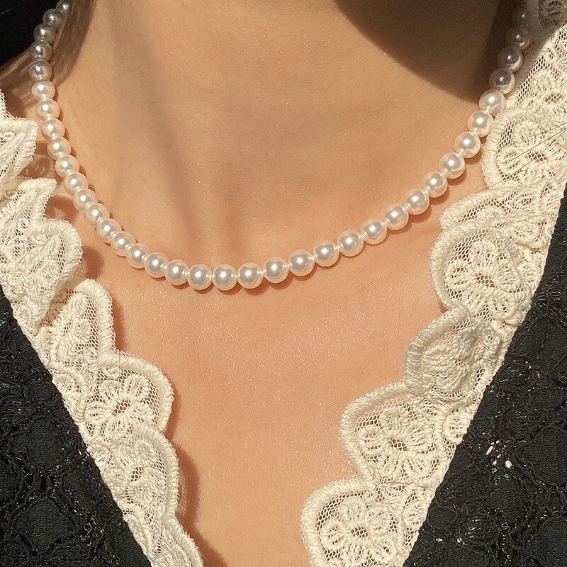 Witte Parel Kralen Choker Ketting Voor Vrouwen Wedding Meisje Vrouwelijke Kraag Kettingen Kralen Ketting Trendy Sieraden