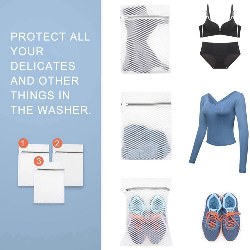 5Pcs Duurzaam Honingraat Mesh Waszakken Voor Fijne, Zware Netto Stof Herbruikbare Waszak, reizen Opbergtas