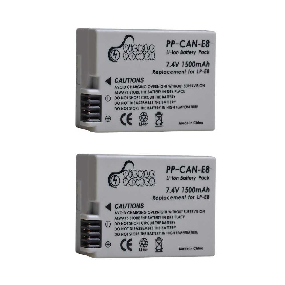 LP-E8 LPE8 LP E8 Batterie 1500mAh + LED Dual Ladegerät für Kanon EOS 550D 600D 650D 700D Kuss X4 x5 X6i X7i Rebell T2i T3i T4i T5i.: 2 Batterie