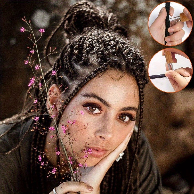 1 sæt 0.5mm/0.75mm dreadlock hæklenåle træ hæklenåle hår dreadlocks værktøj til fletning håndværk