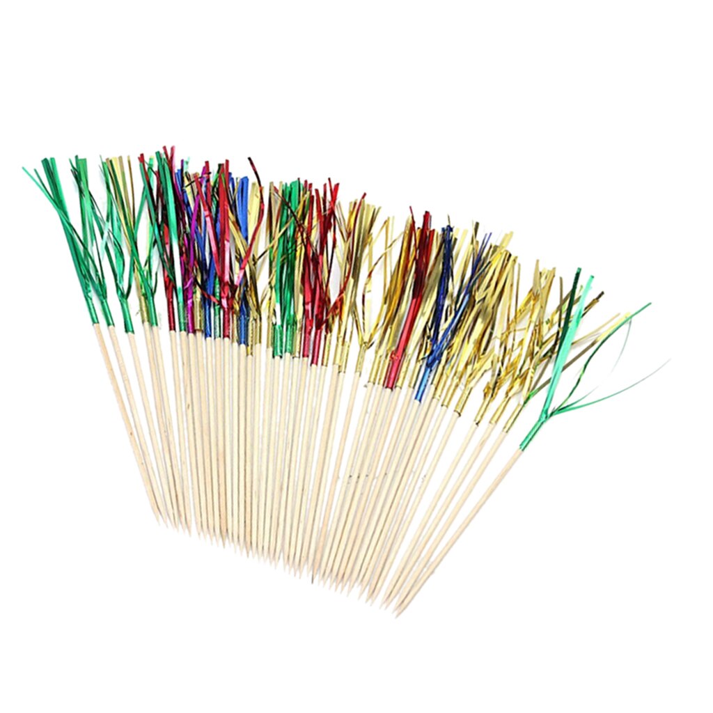 50 Pieces Colorful Fireworks Umbrella Party Cupcake Picks Toothpick Dinner Cake Toppers Small Mini Stick Picks Party