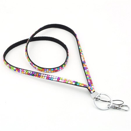 Unisex rhinestone crystal bling anpassad halsband & id-märke mobiltelefon nyckelhållare ring för avslappnad sport: Flerfärgad