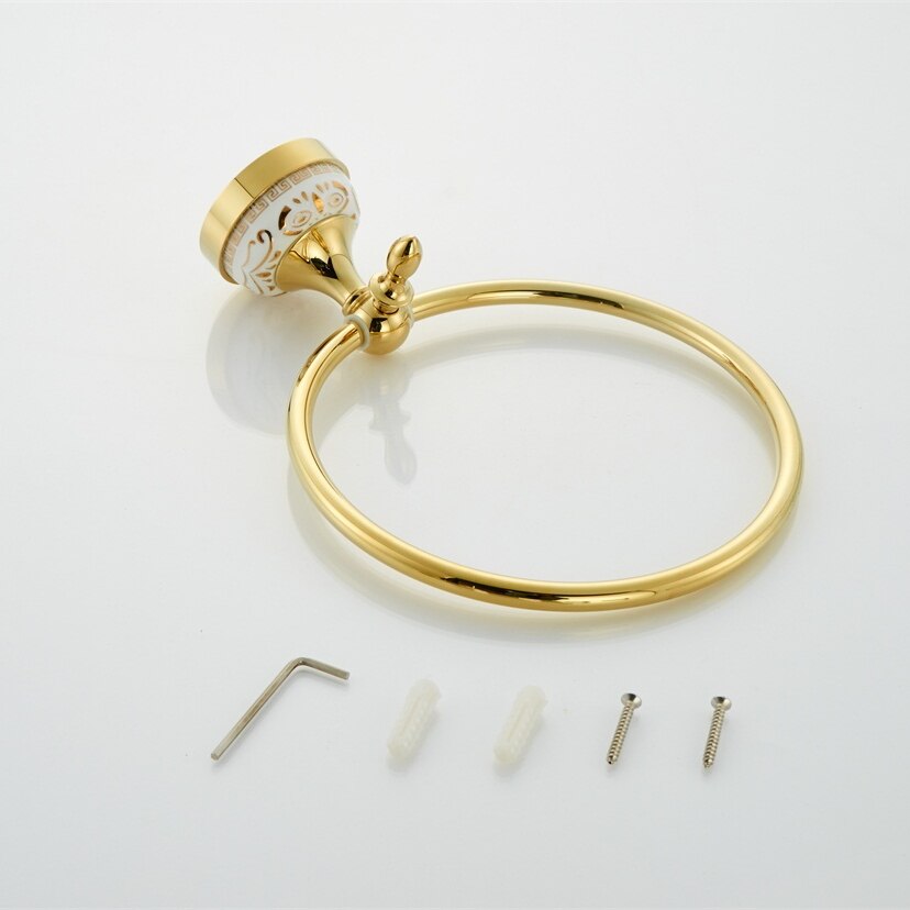 Gold towel bar Wall Mount Towel Ring Bathroom Accessories Bath Towel Holder Bath Hardware 9088K