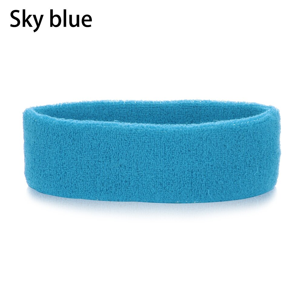 1PC Multicolor Cotton Unisex Sweatband Elastic Athletic Hair Bands Terry Cloth Moisture Wicking Working Outside Sports Accessory: Sky blue