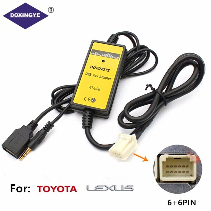 Doxingye Auto Usb Aux MP3 Interface Cd Wisselaar Adapter Met 3.5Mm Aux-Ingang Voor Toyota Lexus Corolla RAV4 camry 6 + 6PIN